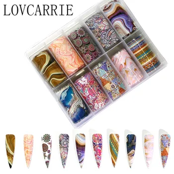 

10 Designer/Set Nail Sticker Transfer Foil Stickers for Nails Flower Leopard Print Marble 3d Nailart Foils Decals Accessories