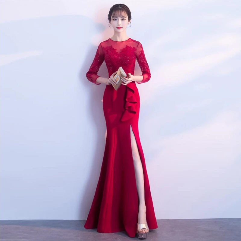 NO.3 New arrival elegant long dress prom party dresses formal dress sequin pattern simple mermaid evening dress - Цвет: NO.3