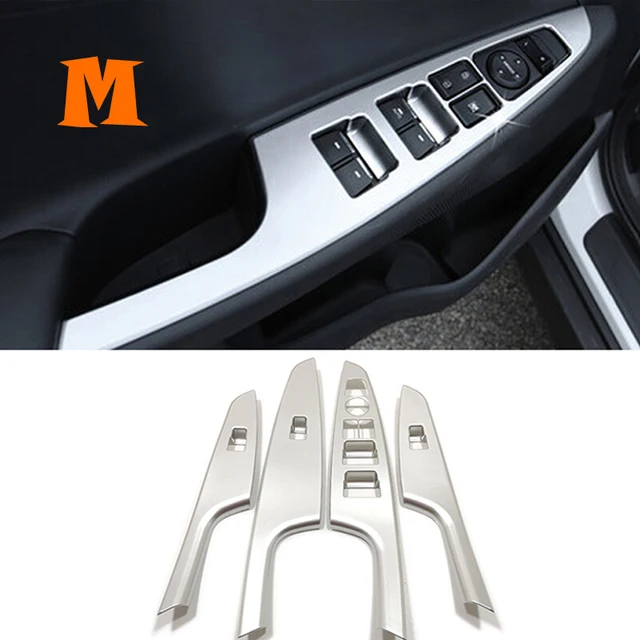 2015 16 17 18 2019 For Hyundai Tucson ABS Matte/Carbon Car Armrest Window Glass Lift Switch Button Trim Cover Accessories 4pcs Matte-Glass Lift