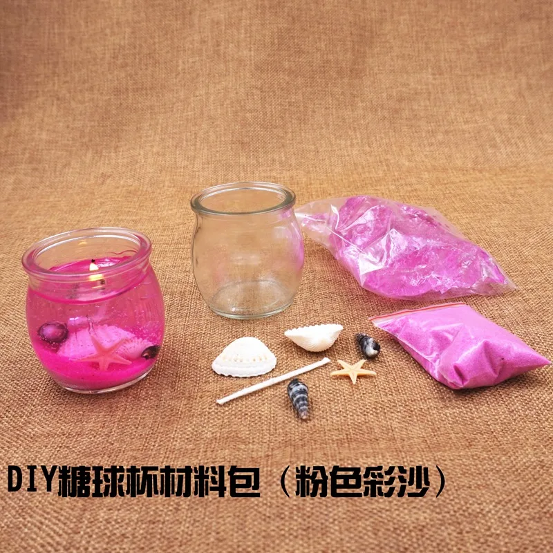 Diy Желе свеча материал посылка сахарный шар чашка морской Романтический сырье s цвет импортный воск ручной работы набор свечей - Цвет: Розовый