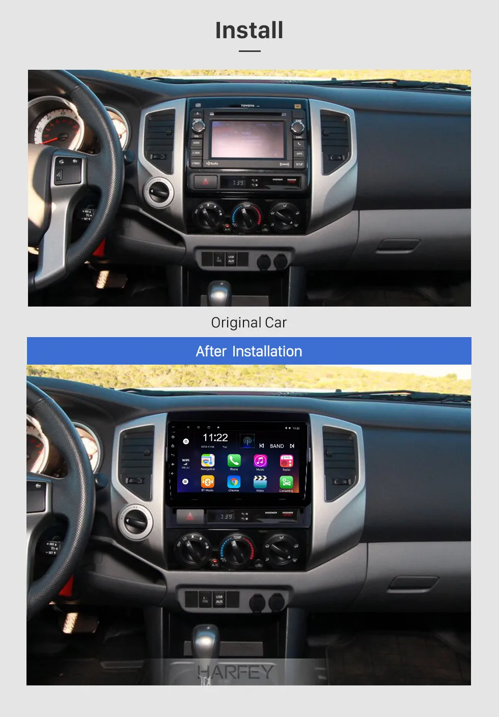 Best Harfey Head Unit Player for 2005-2013 TOYOTA TACOMA/HILUX (America Version) Android 9.0 9" Car GPS Navi Support DVR Rear Camera 1 Best Harfey Head Unit Player for 2005-2013 TOYOTA TACOMA/HILUX (America Version) Android 9.0 9" Car GPS Navi Support DVR Rear Camera 1
