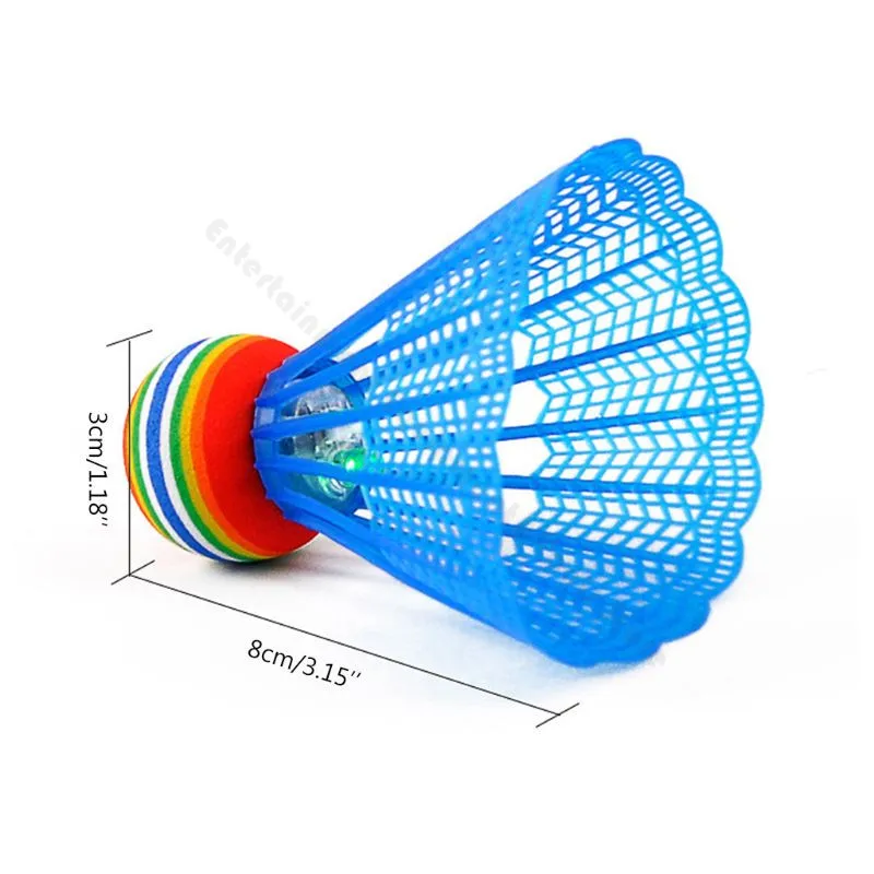 4pcs LED Lighting Badminton Birdies Glow in The Dark Night Nylon Shuttlecock Rainbow Ball Head for Outdoor Indoor Sports
