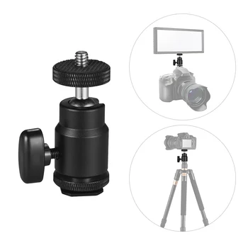 

Andoer Aluminium Alloy Mini Ball Head 1/4" Mount with Flash Shoe for DSLR SLR DC Camera Mini DV Monitor etc