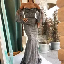 Выпускные платья с рукавами Русалка Роскошные длинные Саудовская Аравия для женщин с открытыми плечами Сексуальные вечерние ночные платья