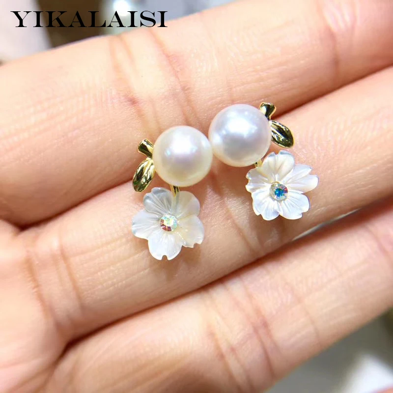 YIKALAISI, 925 пробы, серебряные ювелирные изделия, жемчужные серьги,, ювелирные изделия из натурального жемчуга, 6-7 мм, серьги-гвоздики для женщин