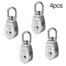 Polea De Acero inoxidable M15, juego de polea de cuerda de elevación giratoria de una sola rueda, herramientas de rueda de elevación, 4 Uds.