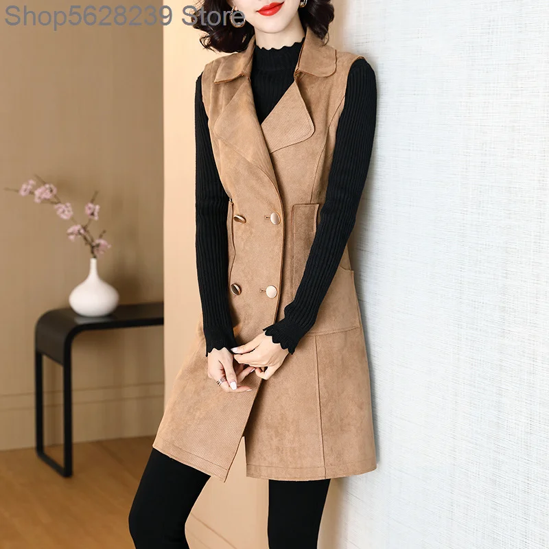

Suit Waistcoat Women's Middle School Long Money 2020 Khaki Slim Fit Show Skinny Horse A Vest Female Outside Wear