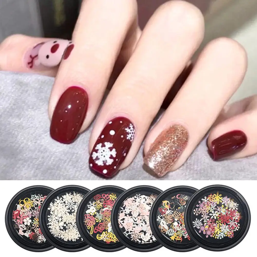 

100Pcs/Box Ultra-thin Pearlescent Colored Christmas Snowflake Nail Art Sequins Christmas Theme, Multi Usages, Easy to Use hot !!