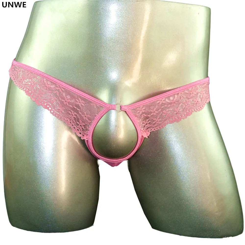 Lingerie Homme Sexy G String Ultra Thin Lace Man Thong Panties Erotic Transparent Underwear Mens Low rise Solid Hole Pouch Thong|G-стринги и