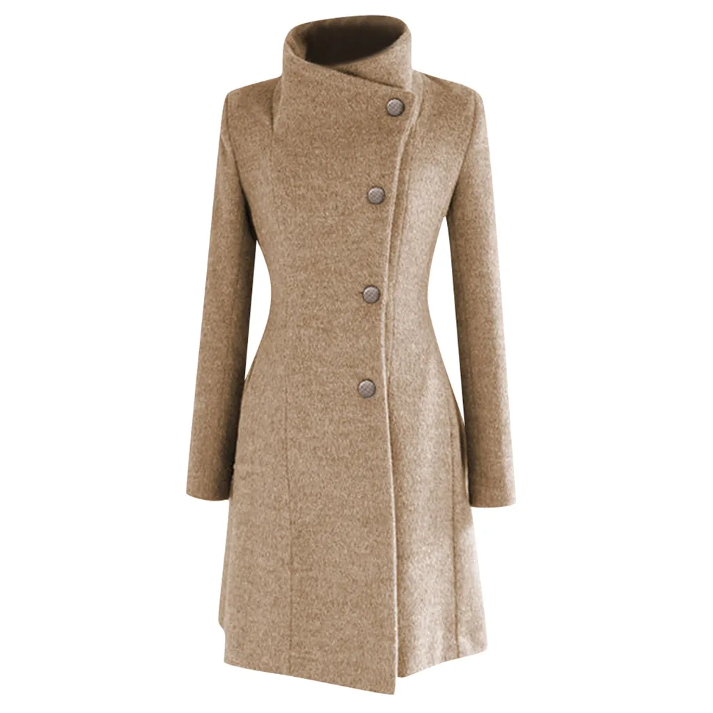 Шерстяная Смесь женский зимний теплый толстый шерстяной Тренч с лацканами куртка с длинным рукавом пальто размера плюс тонкая верхняя одежда женское пальто#45