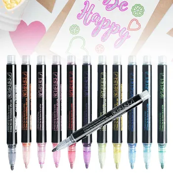 

12Pcs Glitter Double Line Outline Pens Arts Drawing Graffiti Doodle Pens DIY