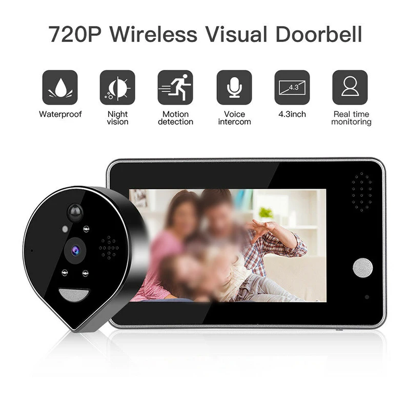 

4.3 Inch LCD Screen Wifi Wireless Doorbell Camera Smart Video Intercom Motion Detection Monitoring For IOS & Android