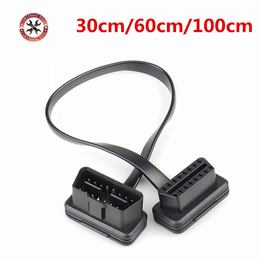 cheap car inspection equipment 30/60/100CM Flat+Thin As Noodle 16 Pin Socket OBD OBDII OBD2 16Pin Male To Female Car Scanner Extension Cable Connector big car inspection equipment