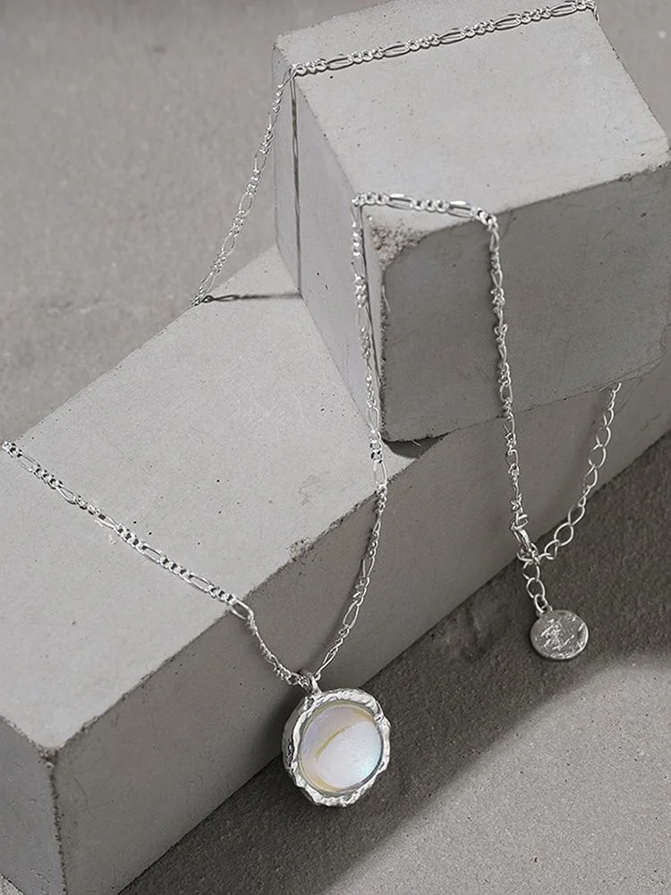 Sterling Silver 925 Moonstone Gift Pendant Necklace Moonstone Design Retro For Women Accessories Fine Jewelry Merry Christmas