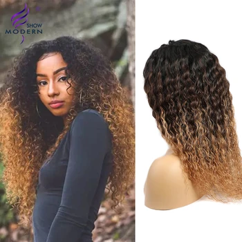 

Modern Show Brazilian Human Hair Machine Made Curly Remy Hair Wig For Women Colored Ombre 1b 4/27 Perruque Cheveux Humains 150%
