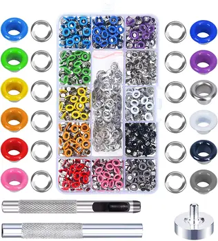 

metable Grommet Kit 480 Sets Multi-Color Grommet Setting Tool Metal Eyelets Kit for Bag Shoe Clothes Leather Crafts DIY Projects