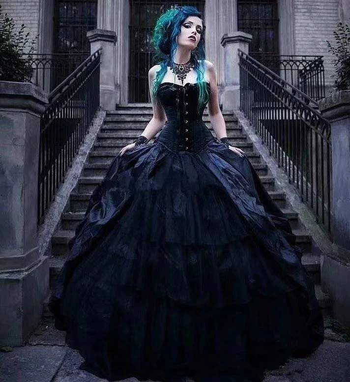 black corset ball gown