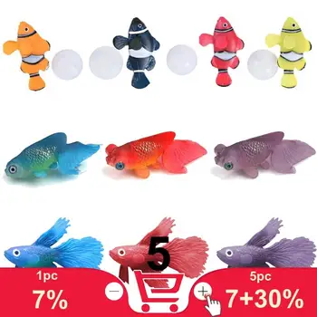 

Fluorescent Artificial Fish Toy, Clownfish Rumble Fish Goldfish model toy with suction cup sucker play with fish aquarium tank