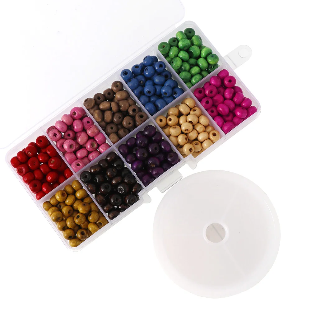 

6mm DIY Natural Ball Round Wooden Beads Eco-Friendly Natural Color Wood Beads Lead-Free Wooden Balls With Wire DIY Jewelry Set