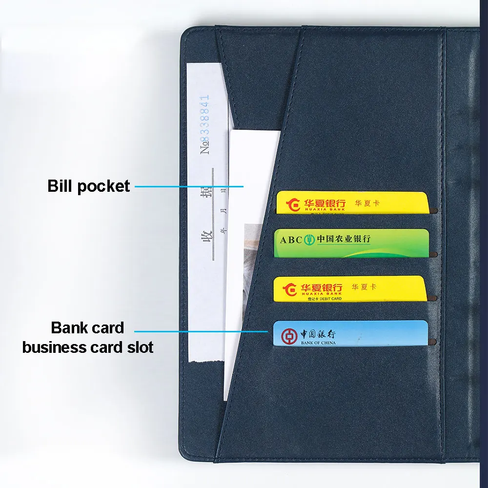 Couro do Plutônio Carteira de Negócios Pasta com 16g Recarregável Padfolio Notebook Organizador Portátil Folio u Disco Escritório Pasta a5 6 Material escolar e de escritório