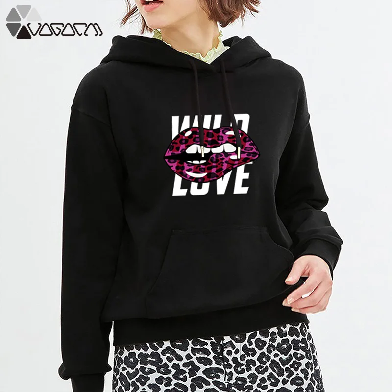 

Plus Size Women's Print Sweatshirt Sexy Big Lips Oversized Hoodies Kawaii Long Sleeve Pocket Pullovers Tops Harajuku Streetwear