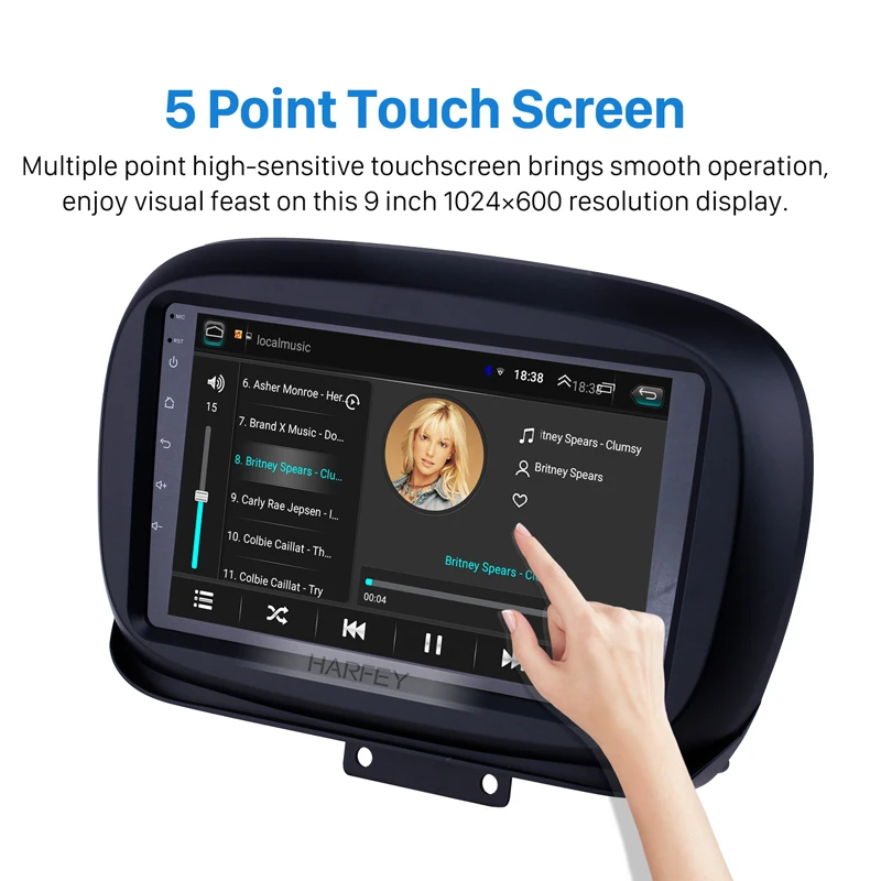 Автомобильный мультимедийный плеер Harfey сенсорный HD экран 9 дюймов для Fiat 500X Android