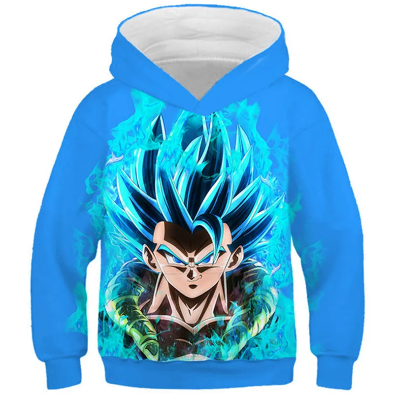 

2019 Autumn Kids Blue Sky Color Japanese Anime 3D Hoodies Children Dragon Super Saiyan Son Goku Print Boys Girls Sweatshirt Tops