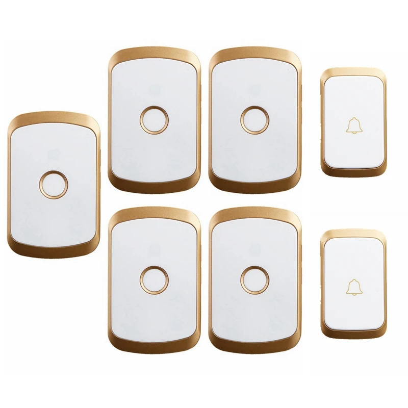 

Wireless Waterproof Doorbell 300M Remote US EU UK AU Plug LED Flash 2 Buttons 5 Receivers Chimes Home Cordless Calling Bell