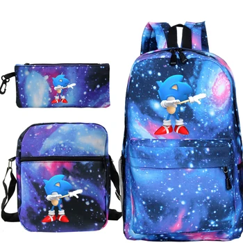 

Sonic Anime Backpack for Boys Girls Sonic Boys School Bags Student Backpack Kids School Bag with Shoulder Bag Pen Bag