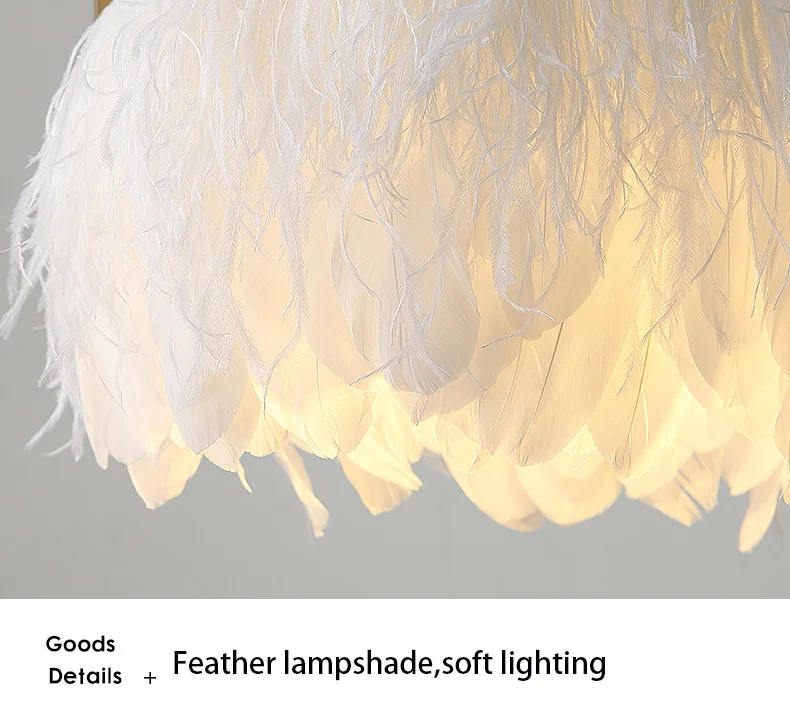 bamboo pendant light Kobuc Modern White Feather Pendant Lights Gold Crown Girl's room Hanging Lamp with Crystal Decor for Bedroom Hotel AC110V 220V modern pendant lighting