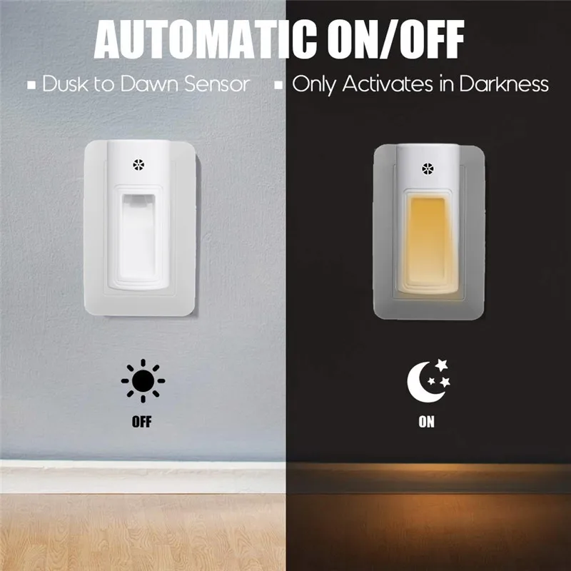  2 LED PIR Motion Sensor Night Light Bathroom Lamp Lighting Bulb Plug In US/UK/EU - 32966490024