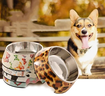 

Leopard Bowl For Cats Stainless Steel Food Bowls For Dogs Cat Pot Dog Food Pot Pet Single Bowl Golden Retriever Teddy Feeder