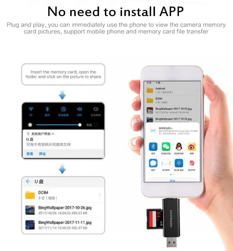 USB + type c два в одном кардридер универсальный для мобильных