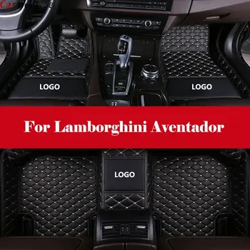 

Car Floor Mats Carpet Leather Floorliner Water&Dust-Proof Protector Floor Mats Waterproof Mat+LOGO For Lamborghini Aventador