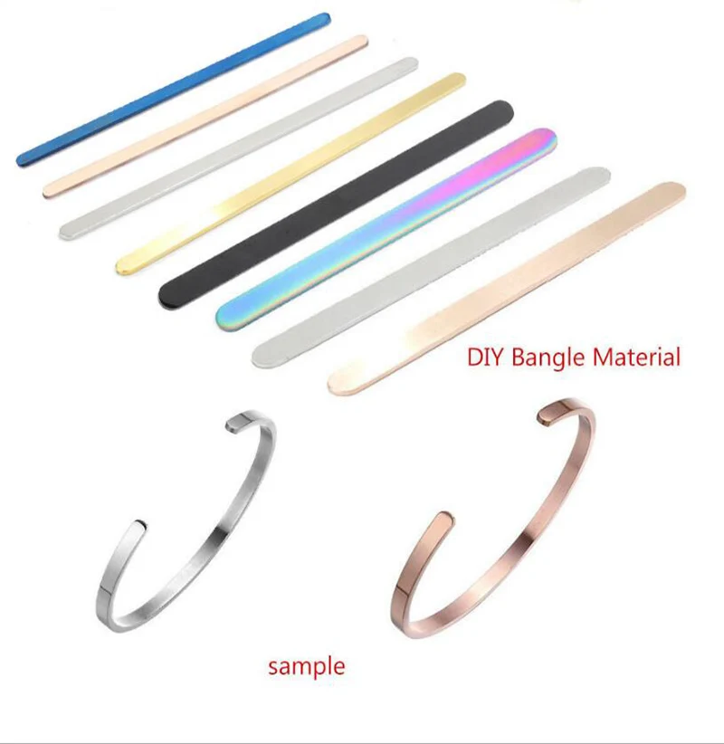 

5pcs/lot DIY C Open Cuff Bangle Material Mirror Polished Stainless Steel Rectangle Blank Bar Charm Can Lettering Several Sizes