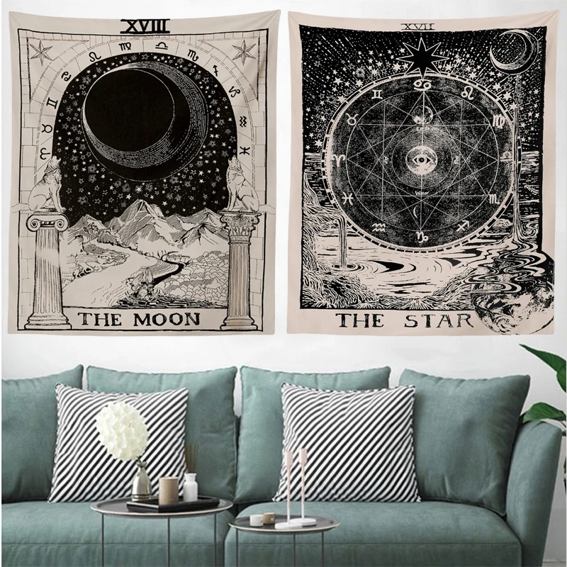 Астрология гадание Таро гобелен Солнце Луна Ouija колдовство настенный гобелен Индия Мандала психоделическая Ткань Домашний декор