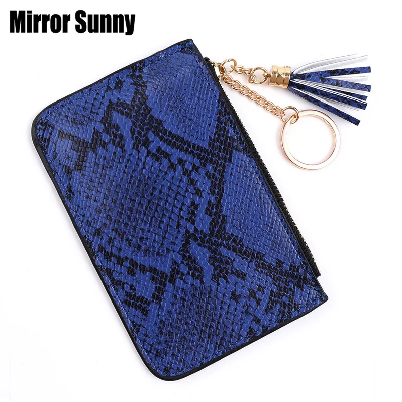 

Autumn & Winter New Snake Pattern Women's Small Wallet Ultra Thin Coin Purse Tassel Key Chain Zipper Bag Multi Card Card Bags