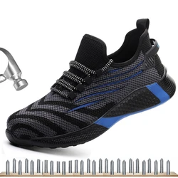Chaussures de sécurité avec embout en acier pour hommes, souliers de travail et de Sport, légères et à la mode, noires, 2020 
