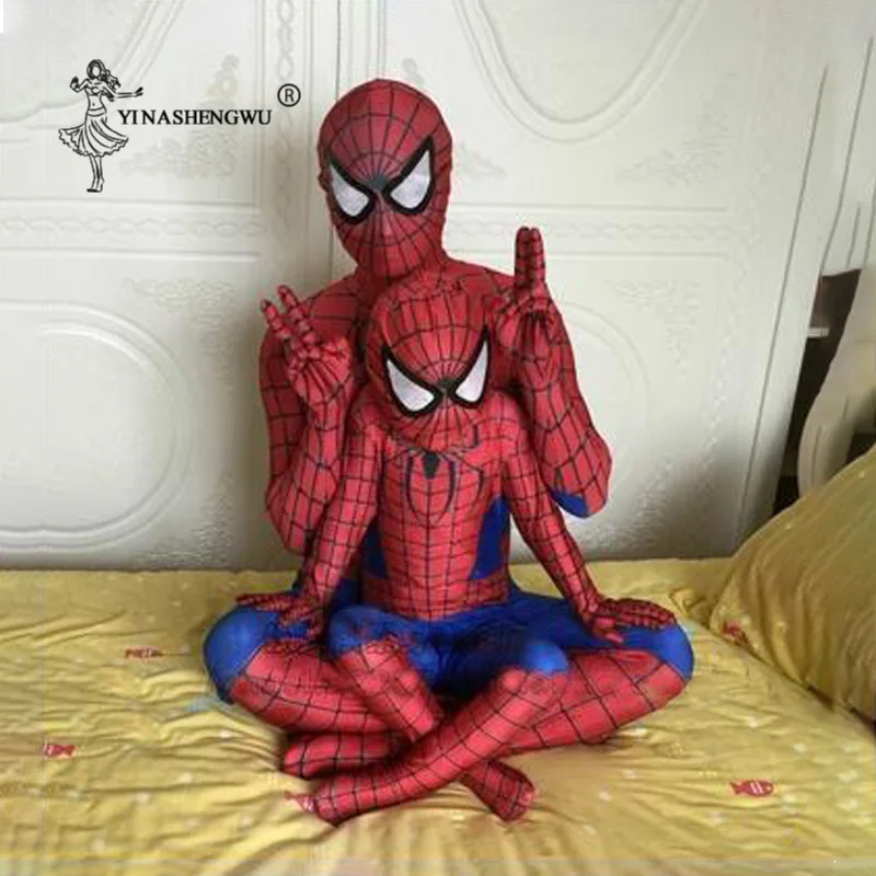 Красный костюм Человека-паука; Spider-man костюмы для взрослых и детей; Черный Spider-man; одежда для костюмированной вечеринки; Детский костюм Человека-паука