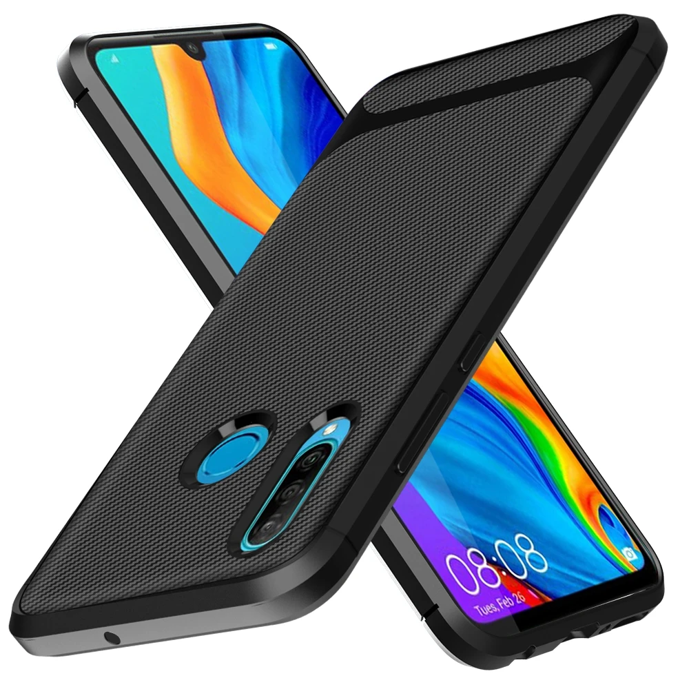 Huawei Y5 Y6 Y7 Y9 Prime 2019 Case Luxury Carbon Fiber Silicone Shockproof Back Cover on for P Smart Z | Мобильные телефоны и