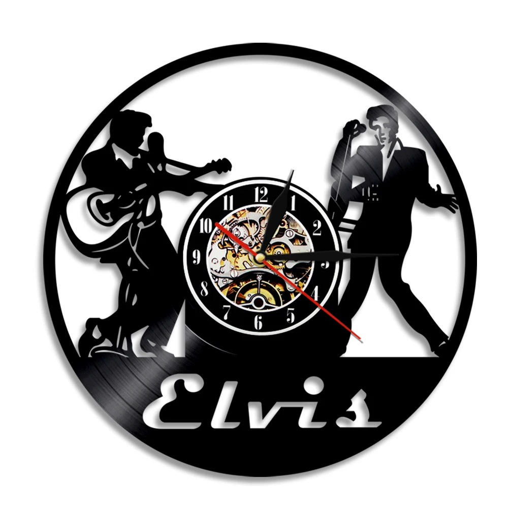 Настенные часы Элвиса, современный дизайн, классические музыкальные часы, семь цветов, подсветка, светодиодный, настенные часы, домашний декор, бесшумные, 12 дюймов - Цвет: No Led