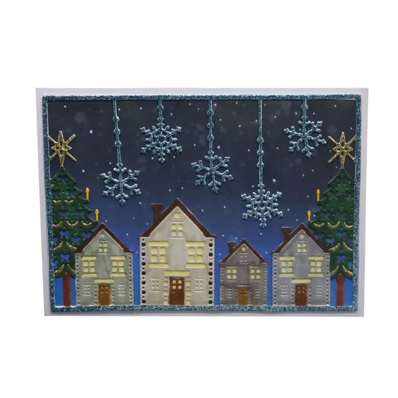 

Christmas House Snowflake Metal Cutting Dies Stencil DIY Scrapbooking Album Stamp Paper Card Embossing Decor Craft