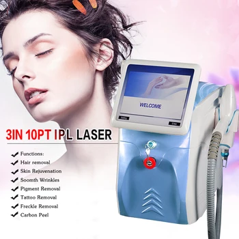 

IPL laser yag hair remover ND YAG tattoo removal laser beauty machine with 2 handles carbon peeling treatment