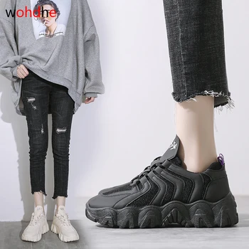 

wohdhe Designer Shoes Platform Thick Bottom White Women Sneakers Chunky Shoes Non-slip Aesthetic Shoes Tenis Mujer