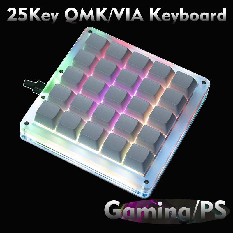 Qmk-via Teclado Macro Teclado Branco em Branco Interruptor Cereja Rgb Backlight Teclado Programação Janela Macropad Mac 25 Chaves
