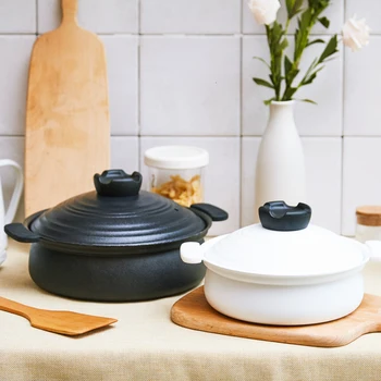 

Household double ear stew pot Japanese hot pot table small soup rice stewpot casserole gas electromagnetic oven cooking pan