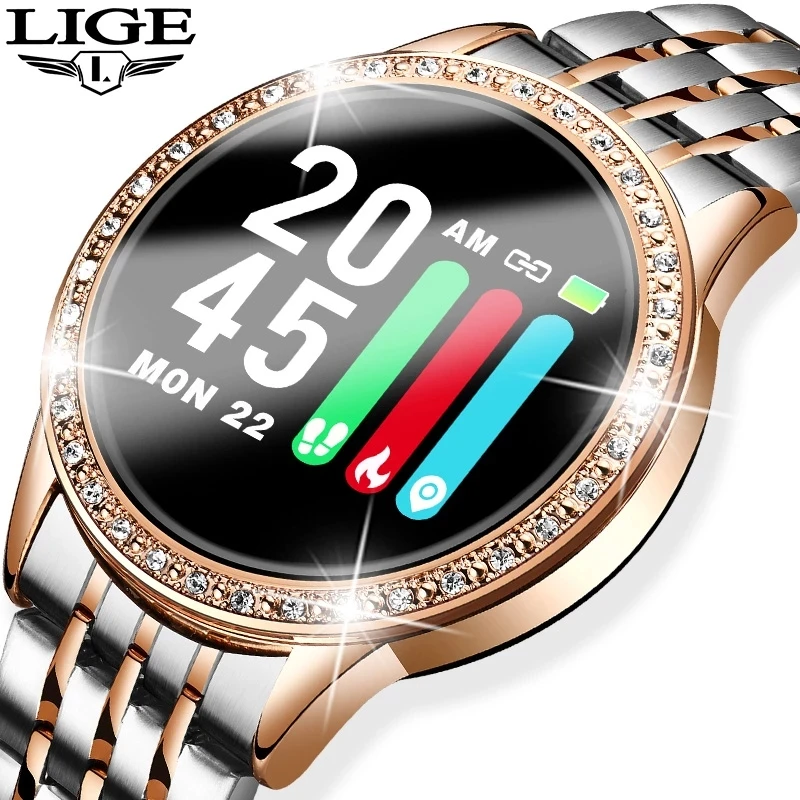 

LIGE New Smart Watch Women IP67 Waterproof Heart Rate Blood Pressure Monitor Bluetooth Android IOS Fitness Tracker Smartwatch