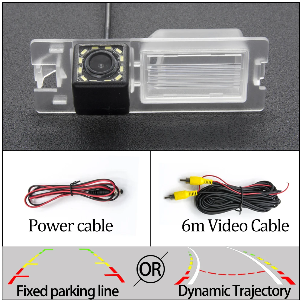 Фиксированная или динамическая траектория треков камера заднего вида для FIAT 500L/500L треккинг/500L гостиная/500X Punto Bravo/Brava автомобильный монитор - Название цвета: 12LED Camera Only