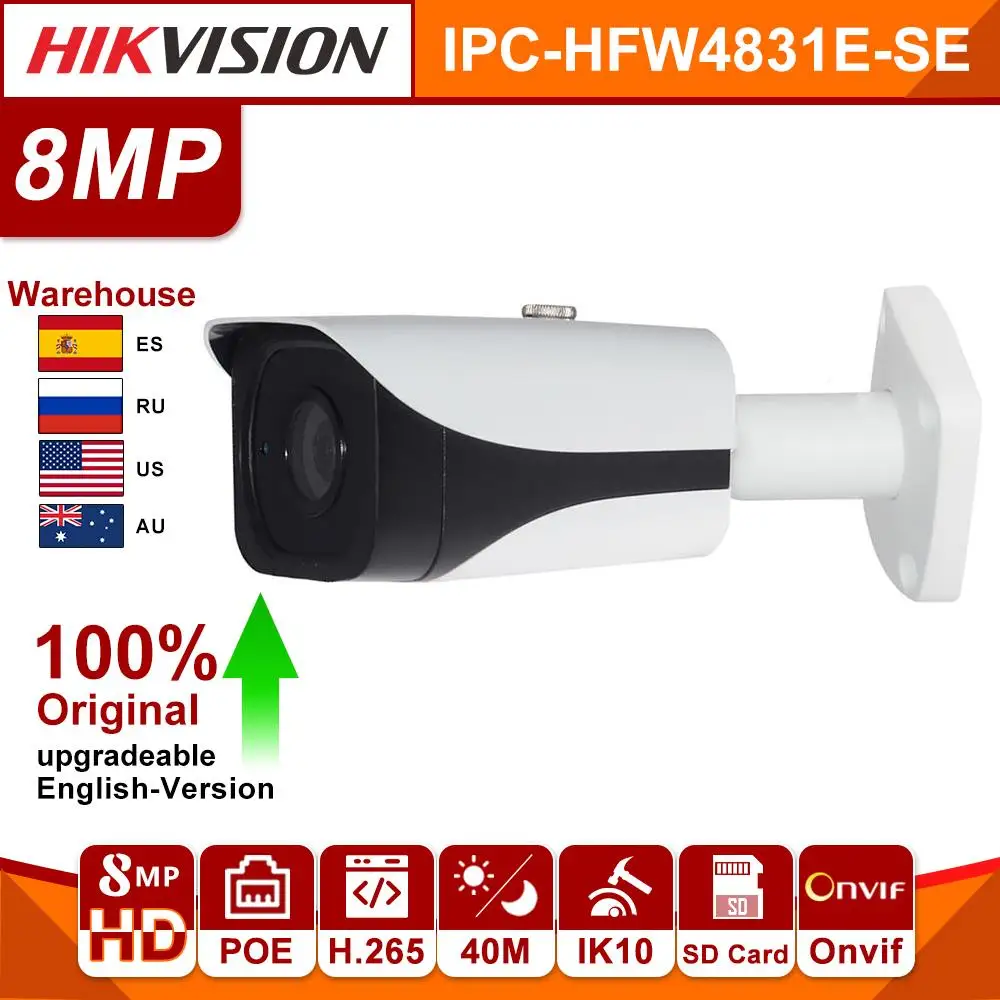 

Dahua Original IPC-HFW4831E-SE 8MP IP Camera Outdoor WDR IR Bullet 4K 40M Micro SD Card Slot H.265 IP67 POE cctv camera security