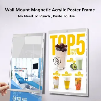 

A4 wall mount self-adhesive magnetic acrylic photo picture poster sign holder certificate display frame